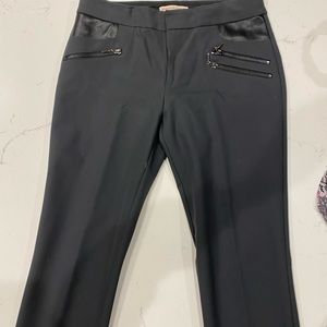 Rebecca Taylor dark grey stretch pants.  Leather inserts.